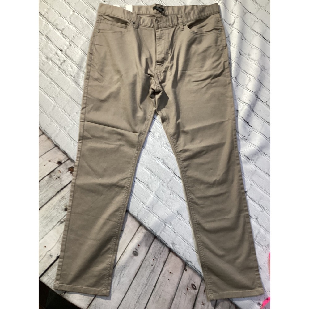 Alfani Mens Straight Leg Pants Khaki Tan 5-Pocket Stretch Chino 38x32 NEW